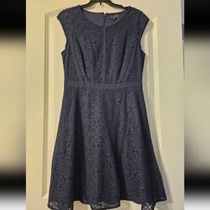 The Limited Blue Pleated A-Line Midi Dress